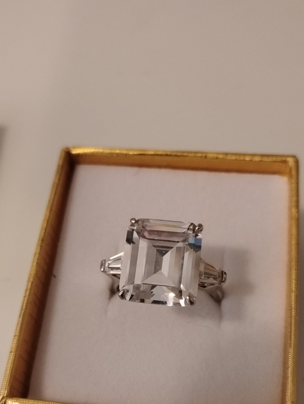 Radiance by Absolute Sterling silver 8.50ct Emerald-Cut Engagement Ring Size 9